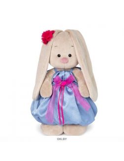 Игрушка мягконабивная Зайка Ми в синем платье с розовым бантиком (малая/25 см. )