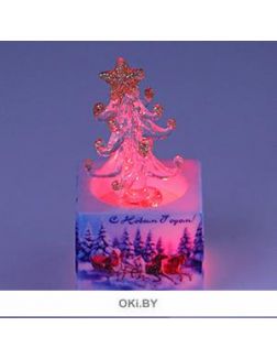 Сувенир «Елочка на подставке» с подсветкой, 8 см, стекло (арт. 79408)