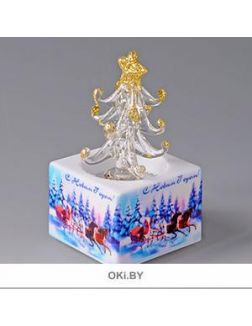 Сувенир «Елочка на подставке» с подсветкой, 8 см, стекло (арт. 79408)