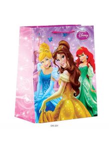 Пакет подарочный Веселый праздник «DISNEY принцессы» 13X17X7 см, бумажный, глянцевый