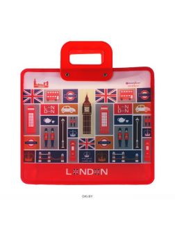 Портфель пласт. А4 с риcунком на молнии пластиковые ручки «Города. Darvish»