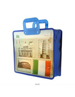 Портфель пласт. А4 с риcунком на молнии пластиковые ручки «Города. Darvish»