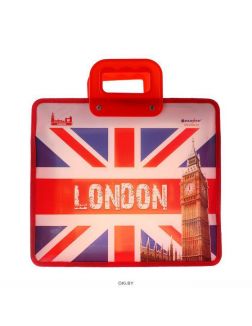 Портфель пласт. А4 с риcунком на молнии пластиковые ручки «Города. Darvish»
