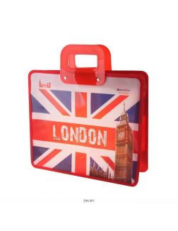 Портфель пласт. А4 с риcунком на молнии пластиковые ручки «Города. Darvish»