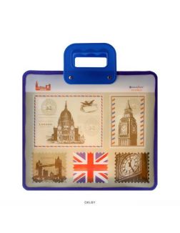 Портфель пласт. А4 с риcунком на молнии пластиковые ручки «Города. Darvish»