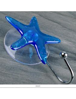 Крючок декоративный (пластик, металл) на присоске «Морская звезда» цвет ассорти