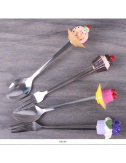 Ложки и вилки десертные с фигуркой 4шт в наборе (арт. DV-H-370)