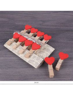 Прищепки декоративные деревянные 10шт/уп «Сердечко» (набор)