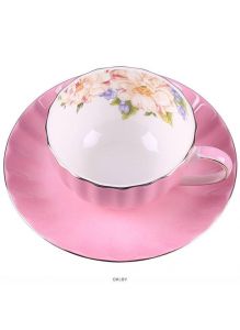 Чайная пара 180мл (чашка+блюдце) розовая