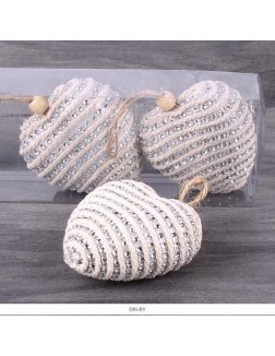 Подвеска новогодняя «Сердце» с тесьмой 3 шт/уп d-7см