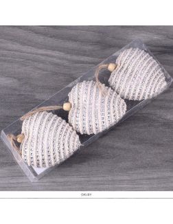 Подвеска новогодняя «Сердце» с тесьмой 3 шт/уп d-7см