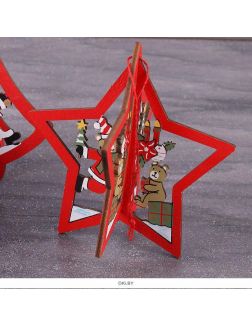 Подвеска новогодняя дерев. «Ассорти» 3D красная