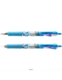 Ручка автоматическая 4-х цветная Darvish корпус с резиновым держателем с рисунком дельфин
