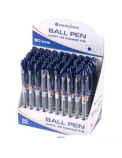 Ручка шар. синяя на масляной основе «Darvish» корпус прозрачный с резиновым держателем