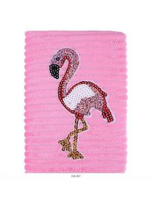Блокнот 12*18,8см 60л «меховой» с рисунком из пайеток «фламинго»