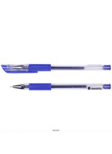 Ручка гелевая синяя «Darvish» корпус прозрачный с резиновым держателем