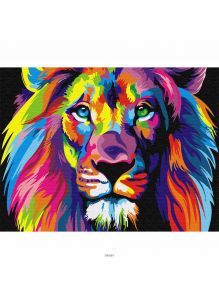 Разноцветный лев - живопись по номерам на подрамнике 40х50см (Azart)
