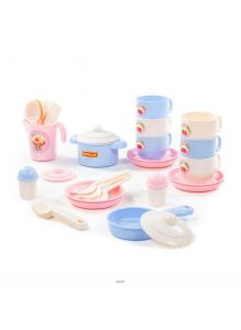 Хозяюшка на 6 персон - набор детской посуды в сеточке (38 элементов / V5)