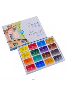 Сонет - набор акварельных красок 16 цветов, кюветы ЗХК