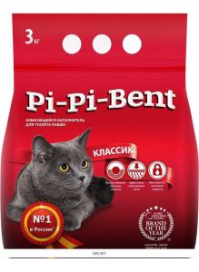 КЛАССИК - наполнитель для кошачьего туалета, бентонит, 3 кг (7 л) Pi-Pi-Bent