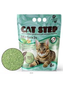 Наполнитель для кошачьих туалетов Cat Step Tofu Green Tea, растительный комкующийся, 6 л