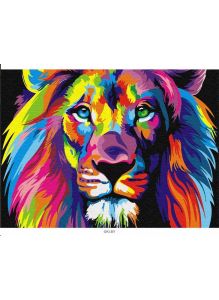 Радужный лев - живопись по номерам на картоне 30х40 см (Azart)