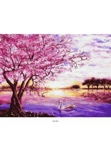 Розовый закат - живопись по номерам на картоне 30х40 см (Azart)