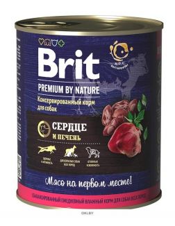 Брит консервы для собак Сердце и печень Brit Premium BY NATURE , 850г (40209)