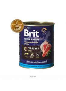 Брит NEW Консервы для собак Brit Premium BY NATURE Говядина и рис 850 г (40193)