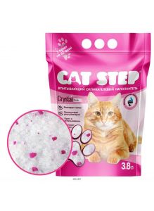 Наполнитель для кошачьих туалетов Cat Step Crystal Pink 3,8L, силикагелевый впитывающий