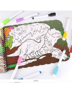 Раскраска многоразовая «Динозавры» + 8 цв. маркеров