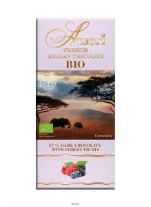 Горький шоколад  BIO «Амери» 57% какао с лесными ягодами, масса 100 г Бельгия
