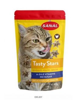 Sanal Лакомство для кошек Tasty Stars «Вкусные звездочки» птица 40 г