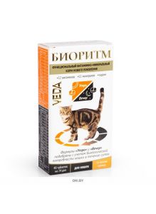Витаминно-минеральный комплекс для кошек «Биоритм» со вкусом курицы 48 таблеток