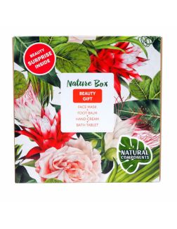 Набор косметики NATURE BOX Beauty Gift (маска для лица, бальзам для стоп, крем для рук, таблетка для ванн)
