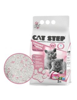 Комкующийся минеральный наполнитель для котят CAT STEP Compact White Baby Powder 5 л