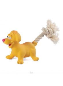 Игрушка MINI DOGS для собак мелких пород из латекса «Собачка с веревкой» 85/18 0мм