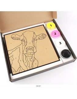 Картина из легкого пластилина Корова ТМ Moon Light Clay мини 30х30 см
