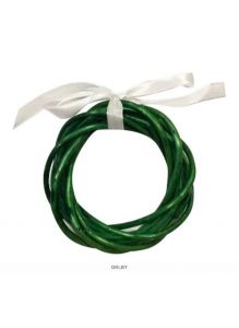 Венок из ротанга зеленый с белой лентой 15 см
