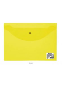 Папка-конверт на кнопке А5 Staff прозрачная желтая 180 мкм (арт. 224028)