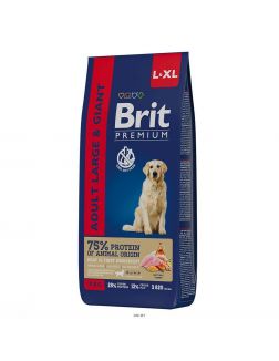 Brit сухой корм для собак Premium Dog Adult Large and Giant курица 15 кг