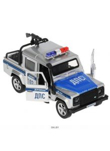 Машина LAND ROVER DEFENDER PICKUP полиция, модель коллекционная, Технопарк,12 см