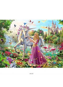 Алмазная раскраска 2 в 1 «Единорог и принцесса» Darvish 30х40 см