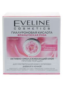 Eveline | Крем 6 Компонентов Французская роза&Гиалуроновая кислота,  активно-омолаживающий, против морщин, 50 мл