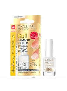 Eveline | Комплексная регенерация Здоровые ногти 8 в1 NAIL THERAPY PROF GOLDEN SHINE NAIL, 12 мл