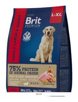 Brit сухой корм для собак Premium Adult Large and Giant курица 3 кг