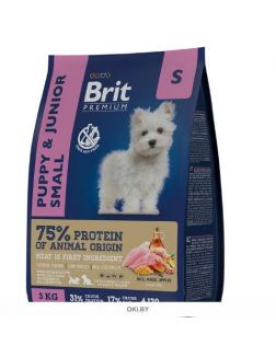Brit сухой корм для щенков Premium Puppy and Junior Small курица 3 кг