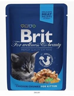 Brit влажный корм для котят Premium Chicken Chunks for Kitten курица 85 г