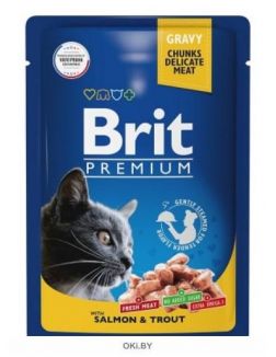 Brit влажный корм для кошек Premium Salmon & Trout лосось, форель 85 г