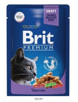 Brit влажный корм для кошек Premium Cod Fish треска в соусе 85 г